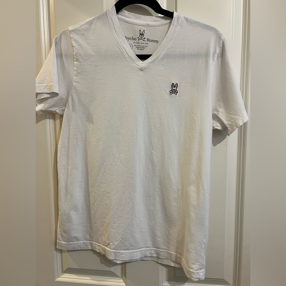 Psycho bunny men’s white v neck t shirt size 3 (XS)
